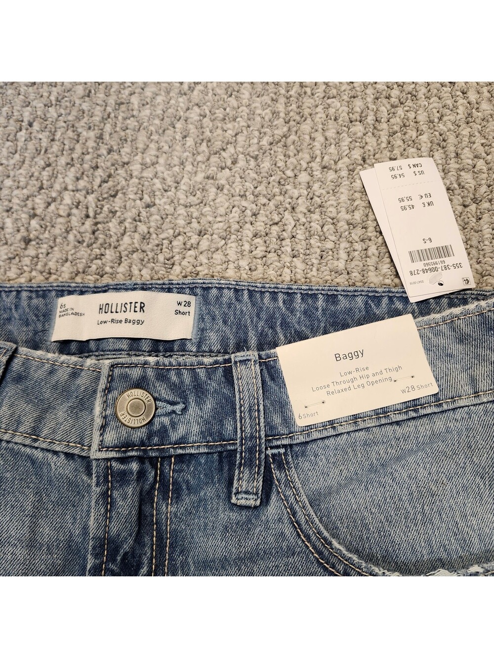 Hollister Low-Rise Baggy Light Wash Blue Jeans Size 6 Short NWT - Picture 3 of 8